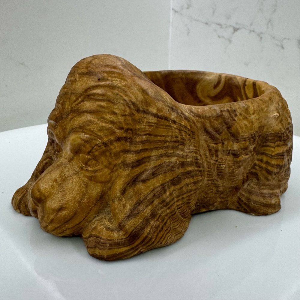 Vintage ceramic Cocker Spaniel Planter (wood-look)